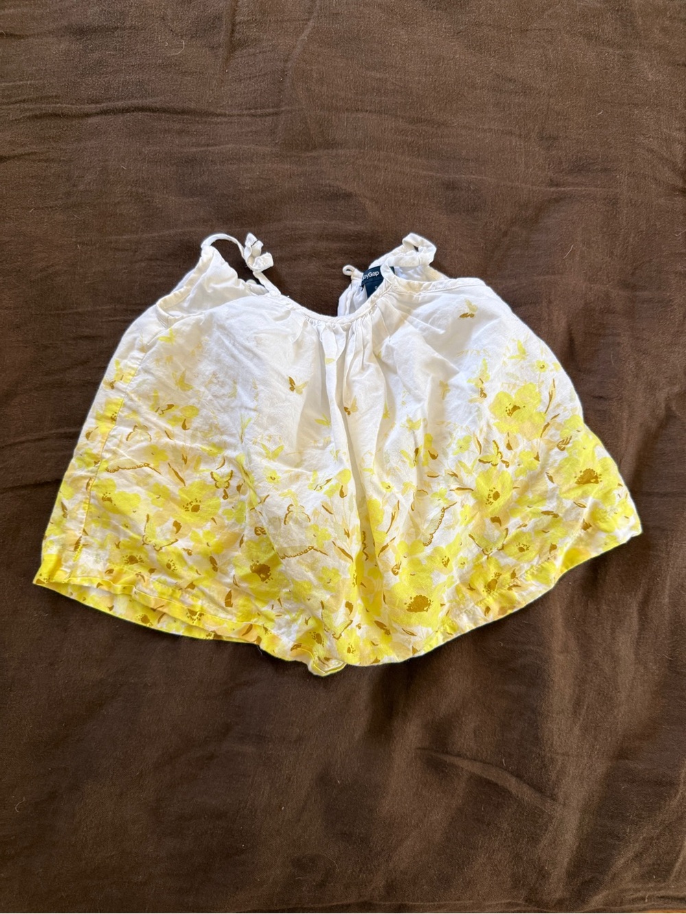 GAP White and Yellow Floral baby tank top